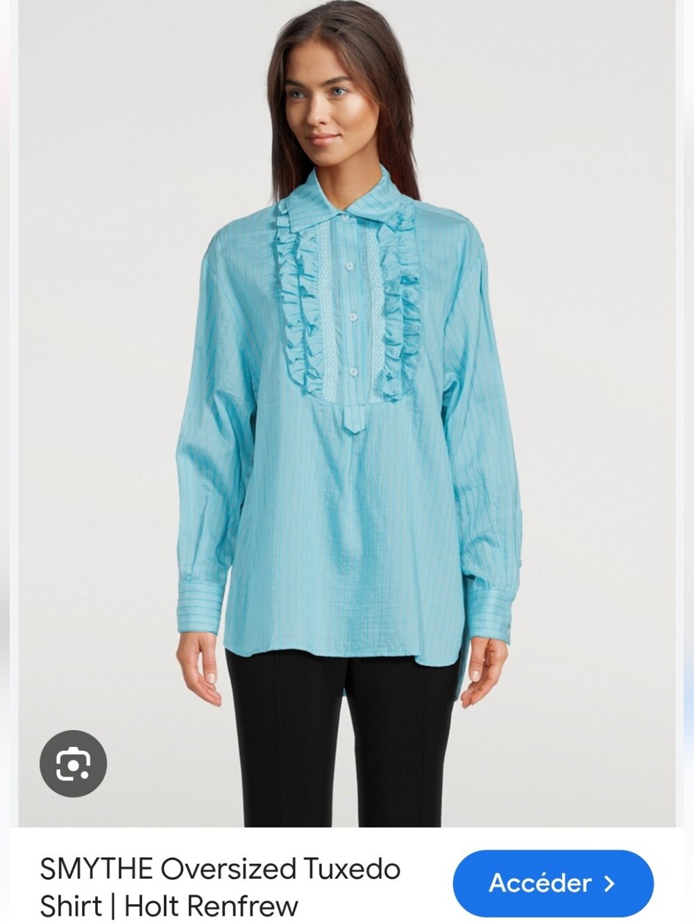 SMYTHEOversized Tuxedo Shirt In Silk & Cotton Sz Medium - Light Blue